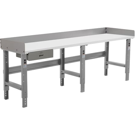Global Industrial Workbench w/ Laminate Square Edge Top & Drawer, 96inW x 36inD, Gray 318735